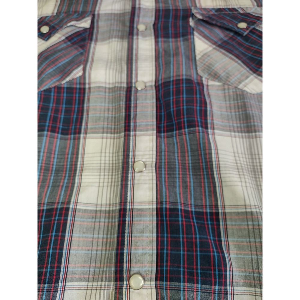 Levi's Western Pearl Snap Shirt Men‎ Large Modern Plaid Gray Red Blue Western - Picture 4 of 10